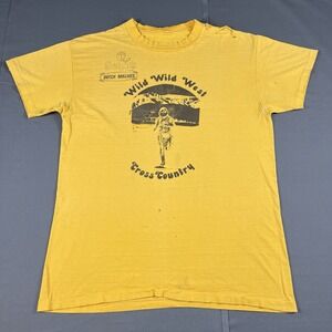 Vintage 1970s Wild Wild West Cross Country Yellow T Shirt Mens Size Large